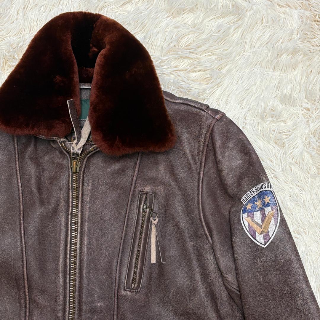 希少　ハーレーダビットソン　本革　レザージャケット ブラウン　L