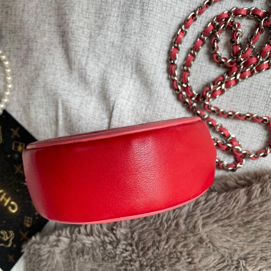 ★miyu★シャネル　チェーンショルダーバッグ　マトラッセ　ラムスキン　赤