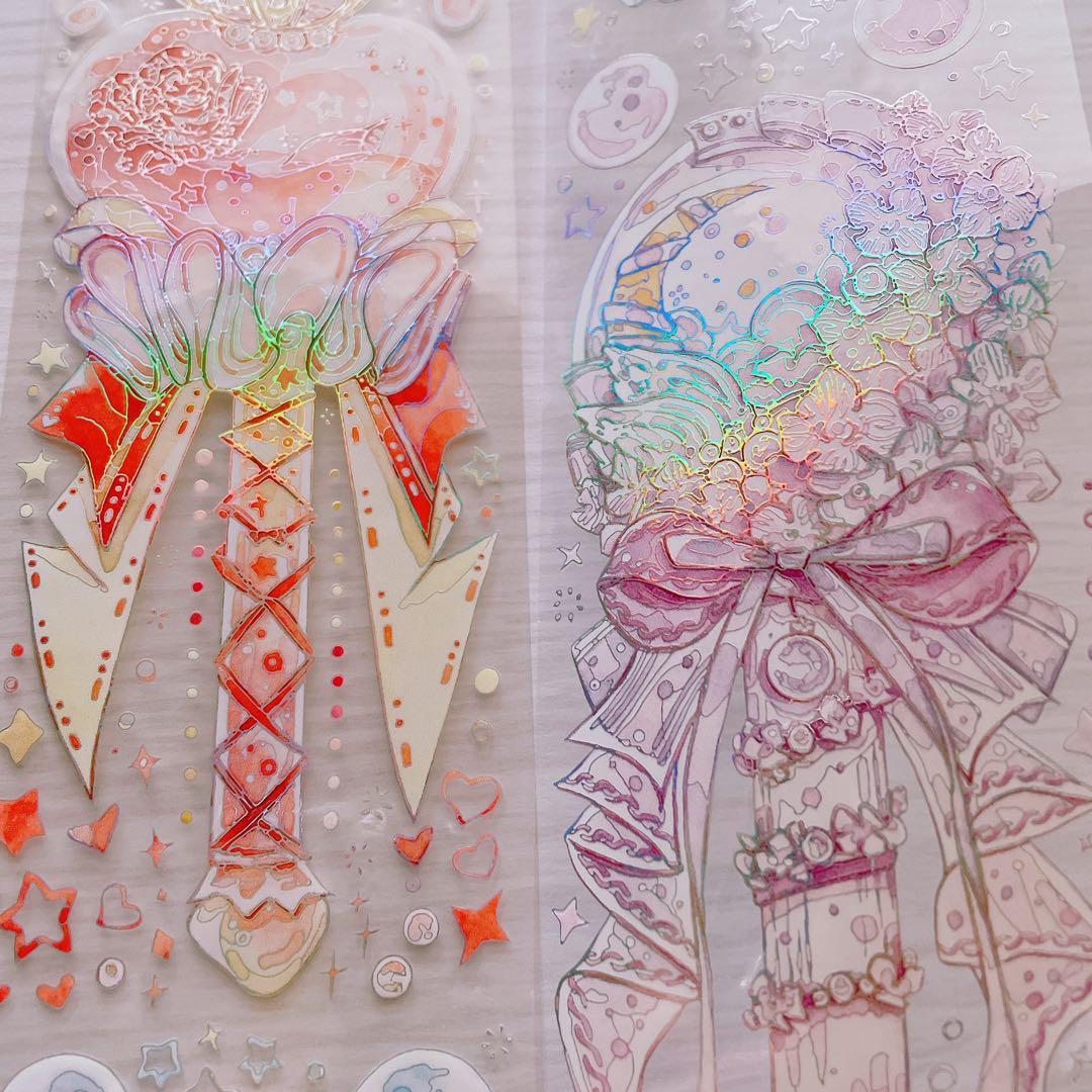 【No.0026】海外マステ　切り売り　镭射银　星舞法棒　ステッキ　魔法　リボン