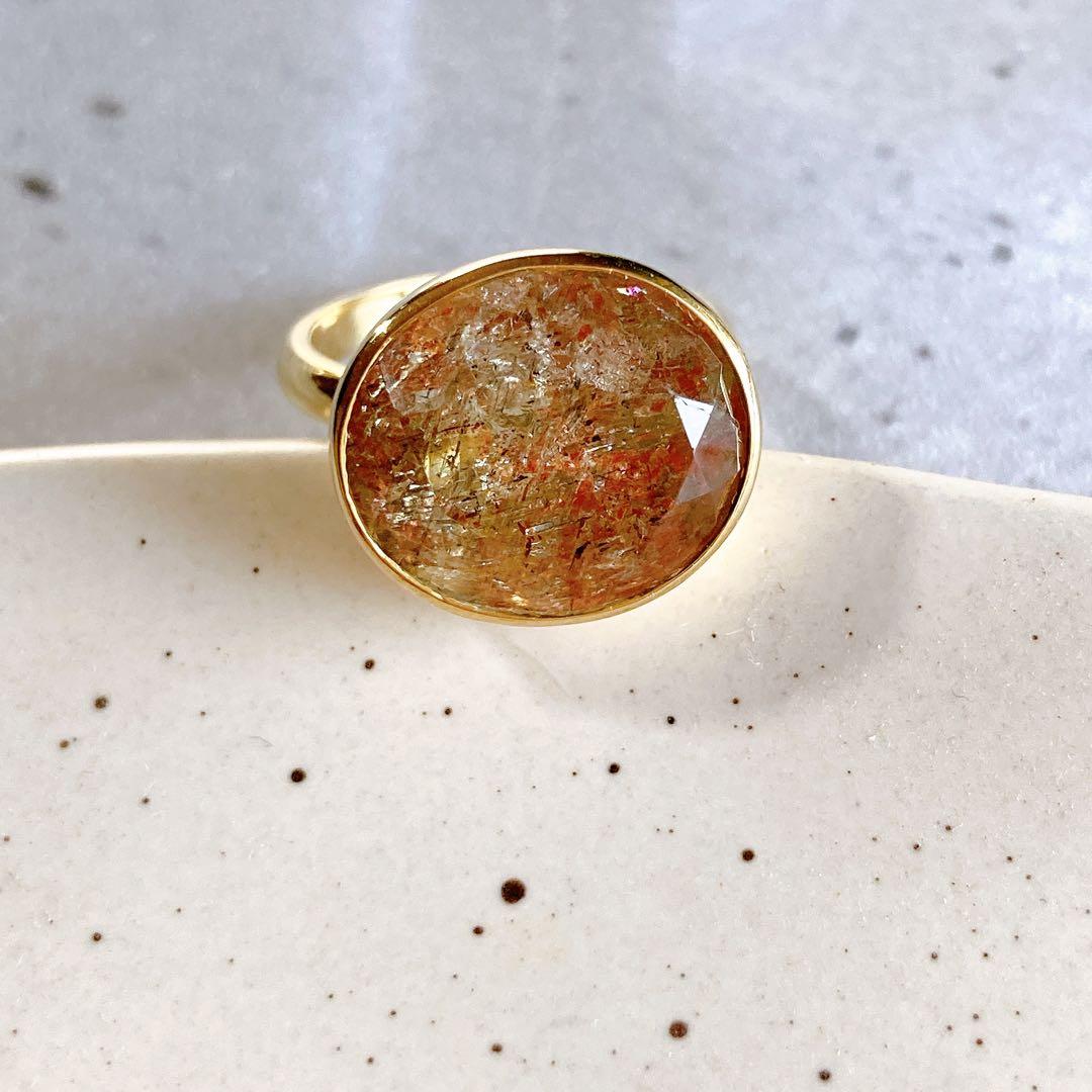 フェルドスパーサンストーンのメルベイユリング　天然石リング