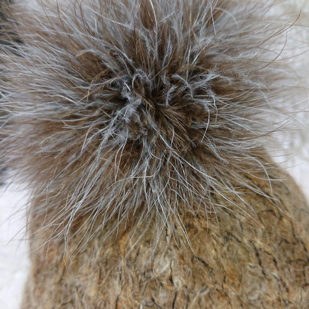 カシラ イタリア製 リアルファー モヘアニット 帽子 ブラウン