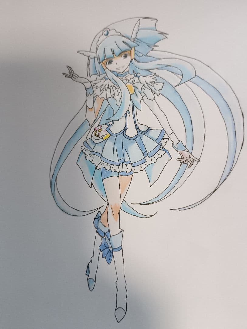 アニメキャラクター イラスト 青色