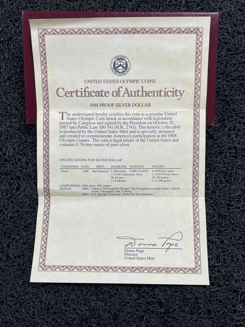 アメリカ合衆国1ドル銀貨アメリカ 1988年1ドル 銀貨 ソウルオリンピック記念