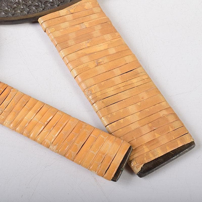 古銅青銅　藤原吉重造　竹虎図　藤原定次造　花図　銅鏡　柄鏡　2点　V　R8011