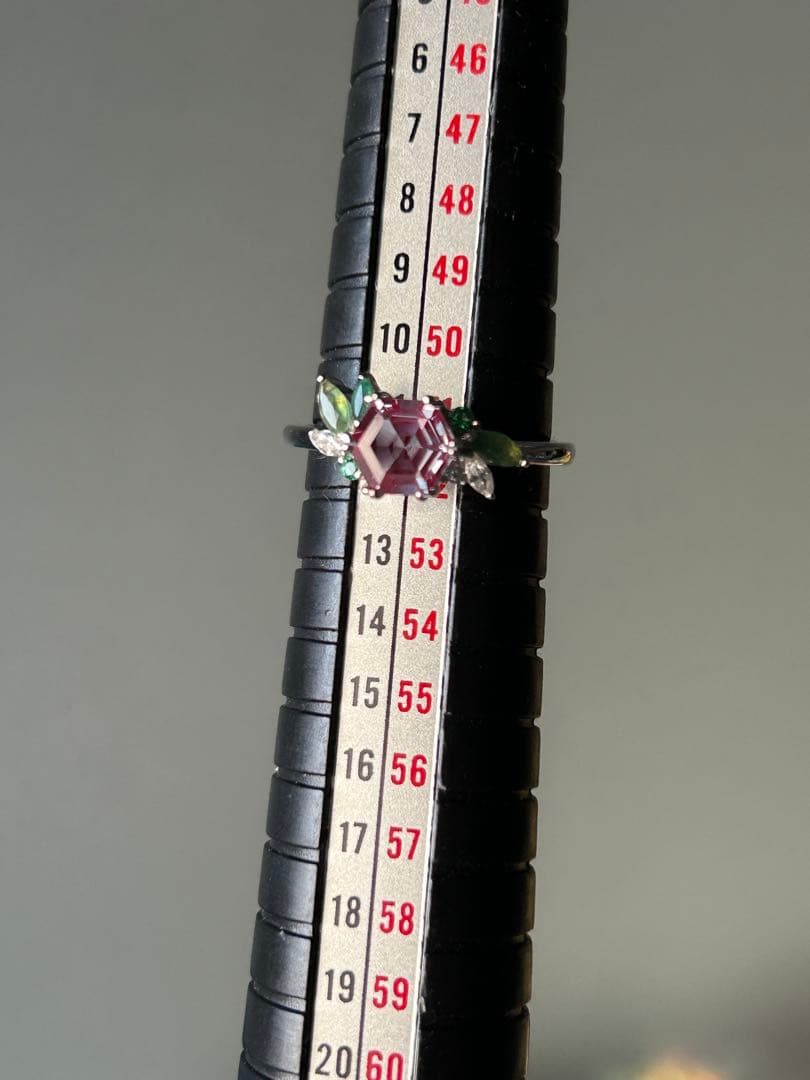 未使用◆アレキサンドライト＆モスアゲートリング　約11号