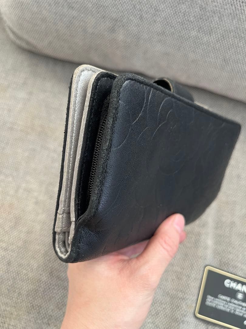 CHANEL カメリア　二つ折り財布　ブラック　正規品