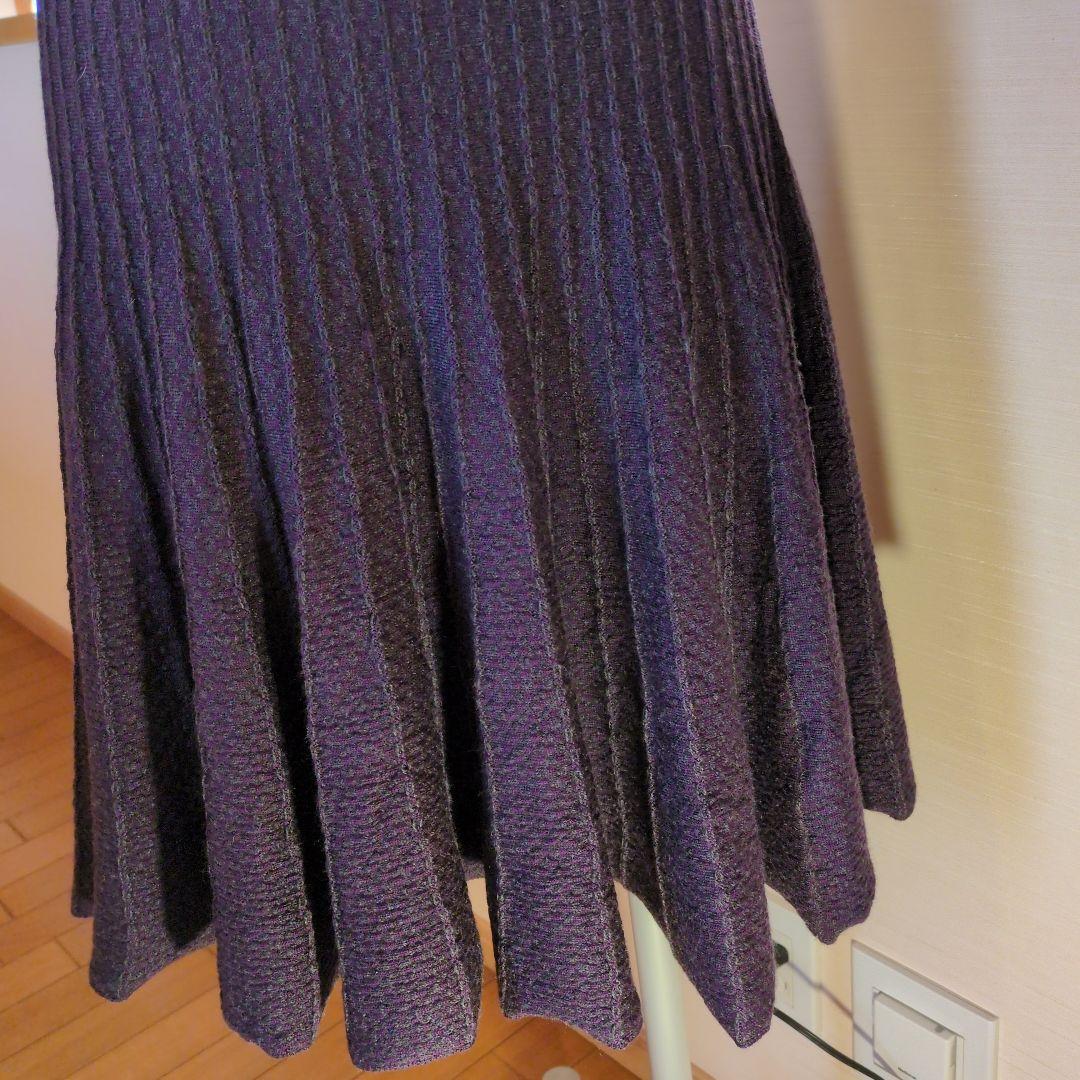 紫色リブ編みフレアスカート 、 エトロ 、ニット