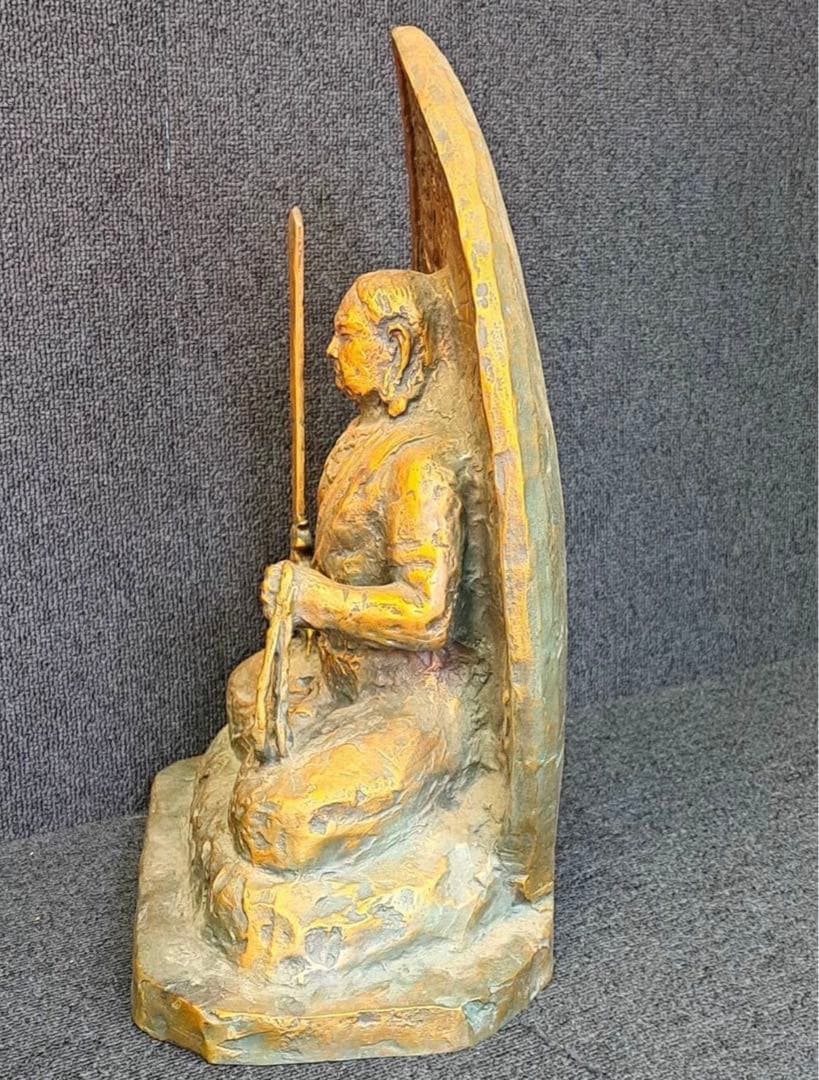 日本彫刻界巨匠 北村西望 造「不動明王」座像 桐共箱 大慈無邊と西望の刻印