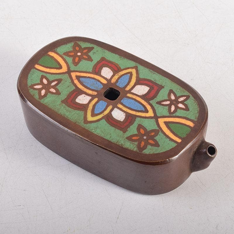 書道具　銅器七宝　水滴　共箱　V　8289