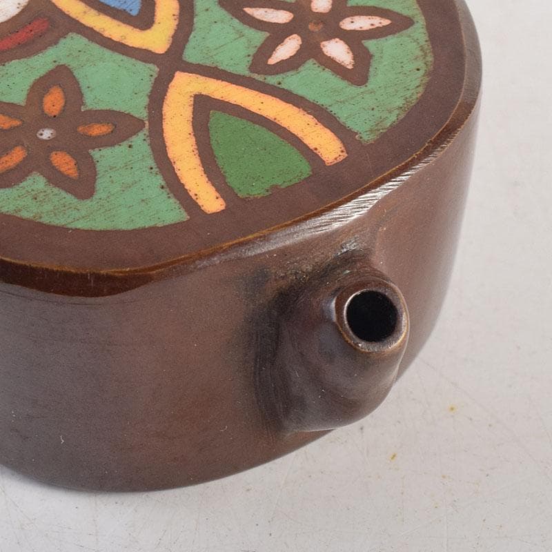 書道具　銅器七宝　水滴　共箱　V　8289