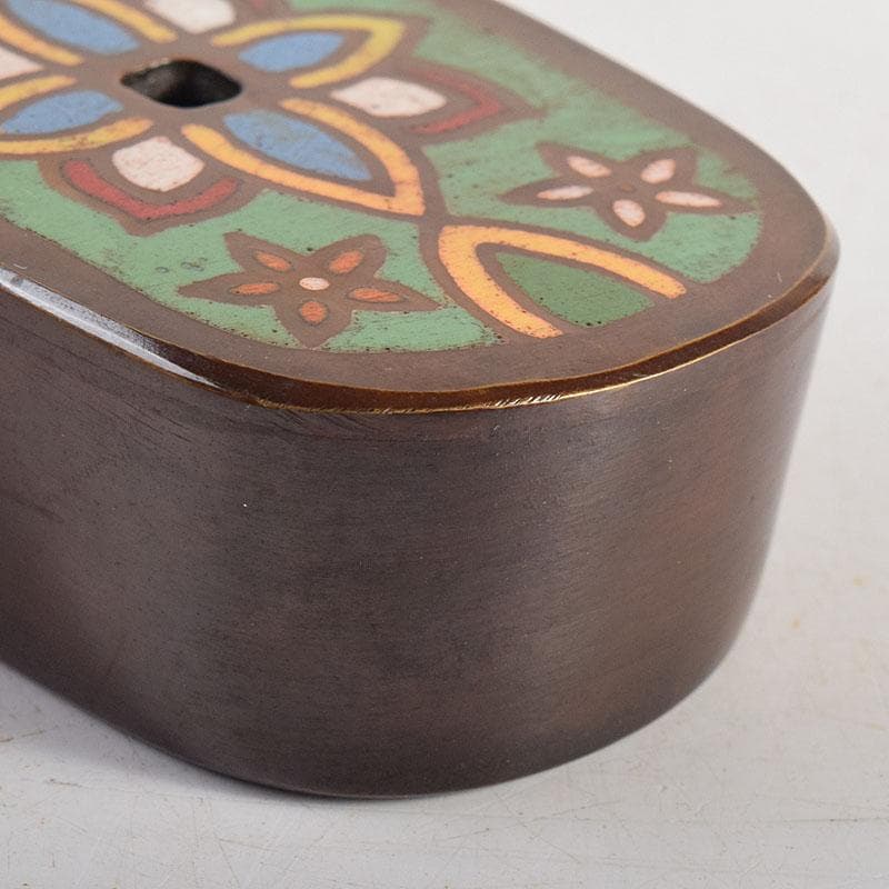 書道具　銅器七宝　水滴　共箱　V　8289