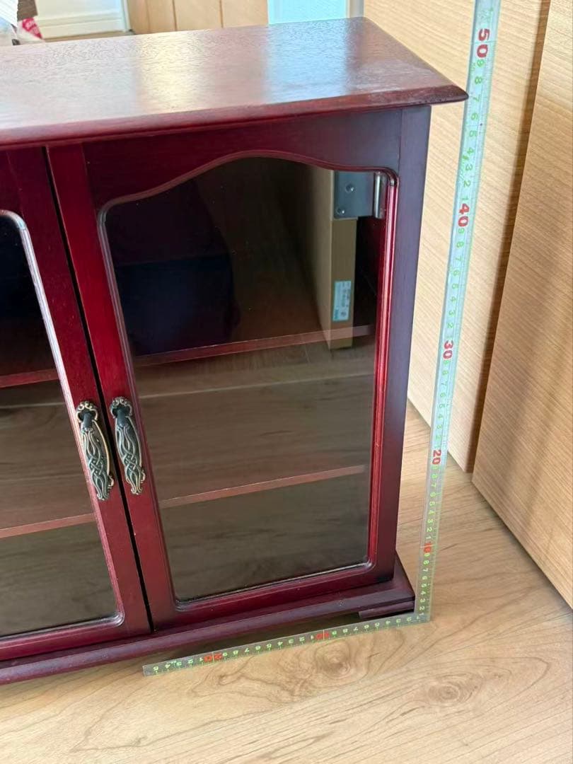 木製ガラスキャビネット飾り棚小型収納棚 昭和レトロ