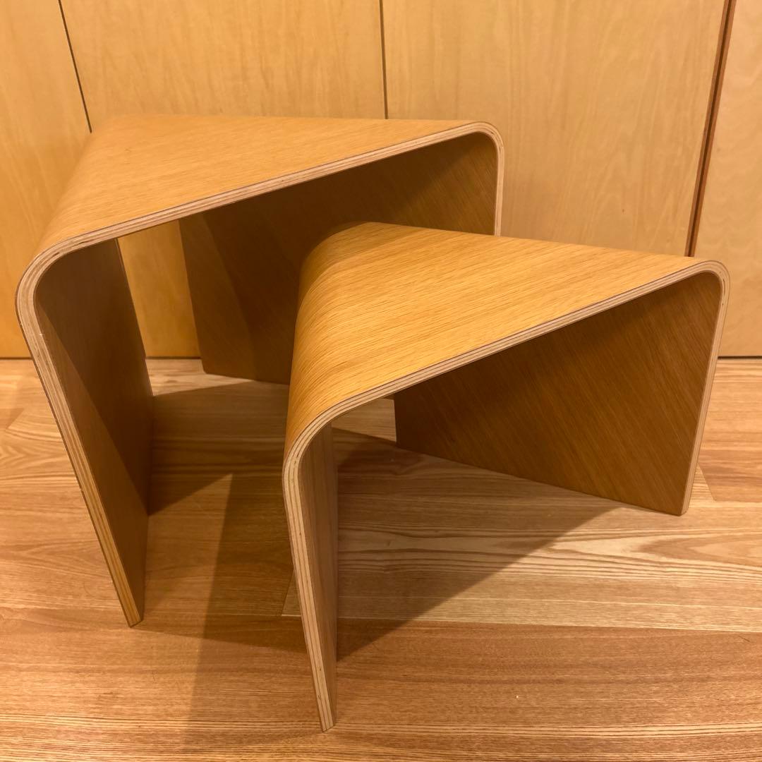 無印良品　重なるテーブルベンチ　オーク材　成形合板　廃盤　入手困難