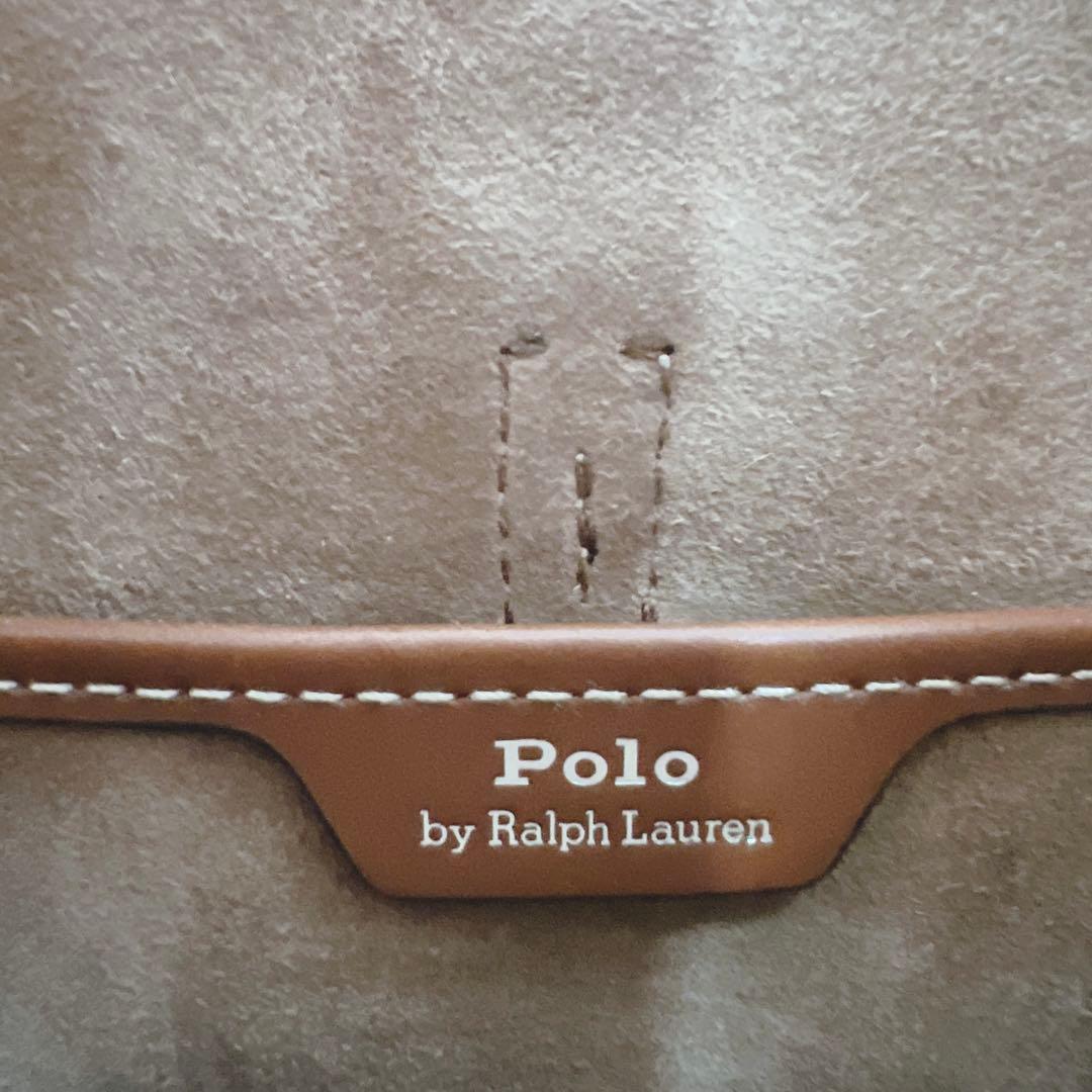 極美品✨ポロラルフローレン Polo ID カーフスキン ハンドバッグ 三日月