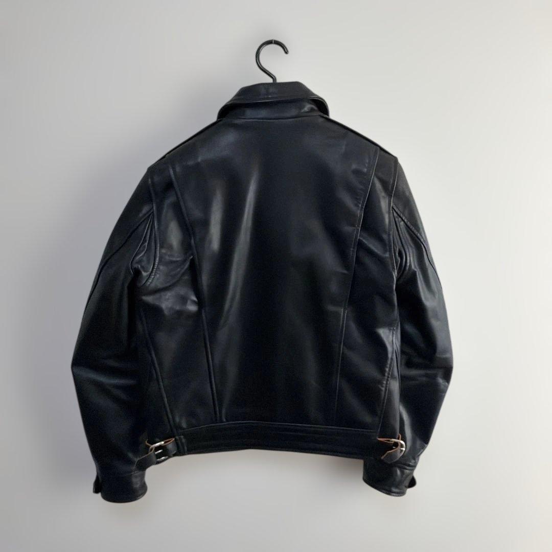 MARKAWARE ブラックレザーライダースジャケット　茶芯