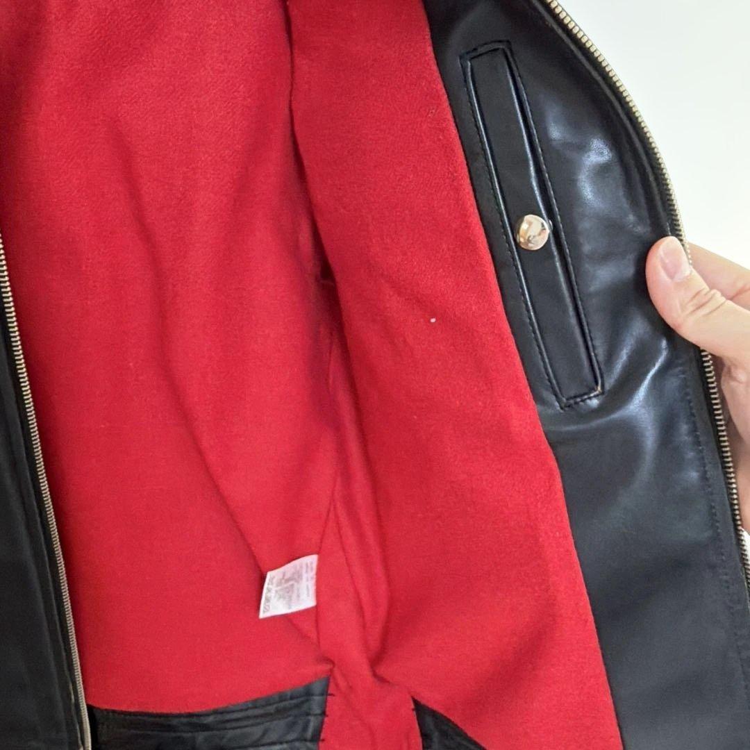 MARKAWARE ブラックレザーライダースジャケット　茶芯