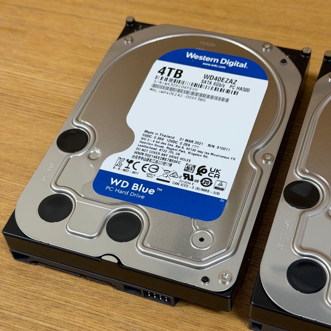 【内蔵HDD】WD Blue 4TB WD40EZAZ-EC 2台セット