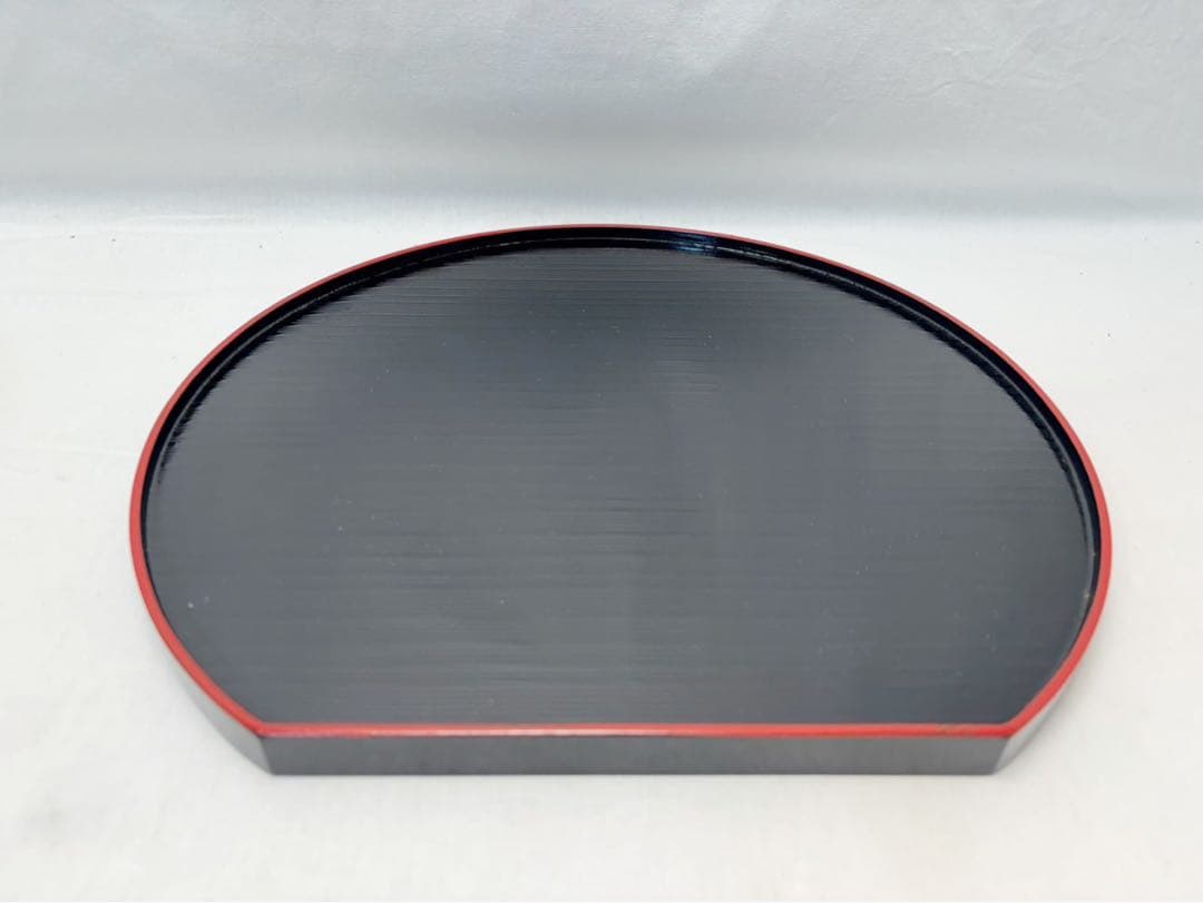 ほぼ未使用 懐石道具 木製 半月膳 5客揃 両面使い 会席膳 宴会盆 箱無