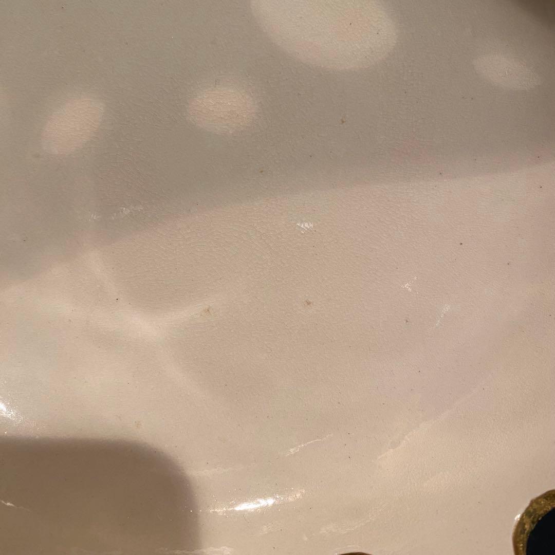 中村翠嵐　菓子器　白交趾　水玉透　新古品　白　金　菓子鉢