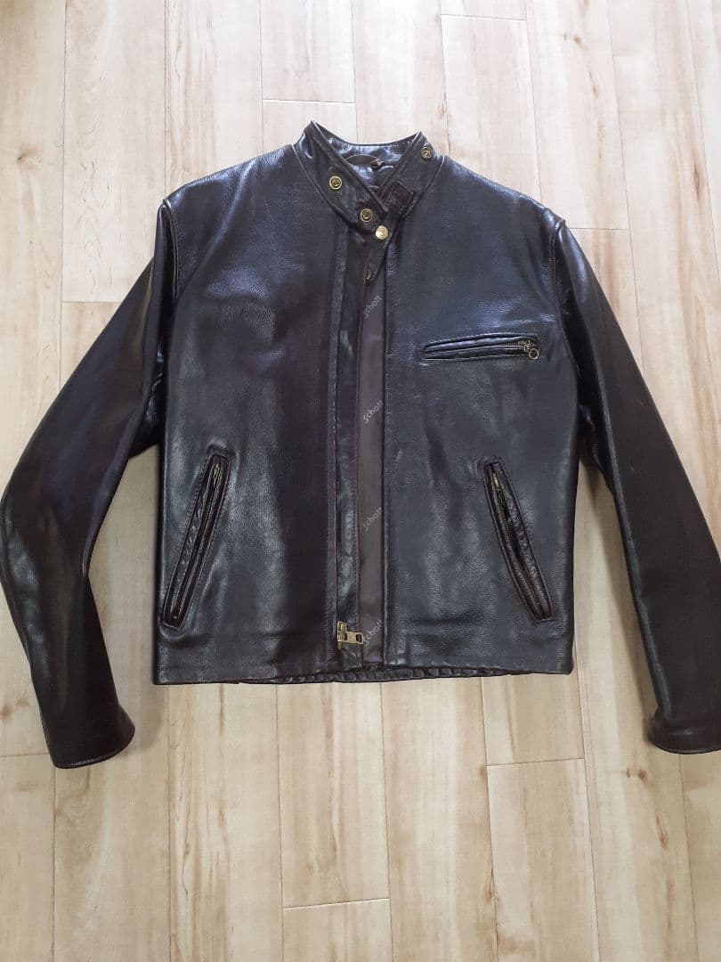 希少 schott レザー ライダースジャケット 赤茶 641EVS 36