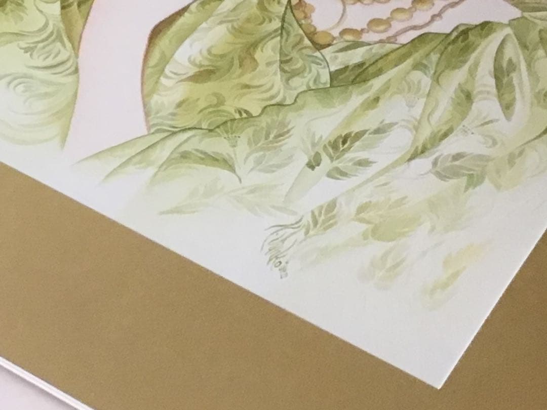 ◉真作保証 久下じゅんこ 水彩10号 原画『精霊宮の宝珠』1点物 サイン額装つき