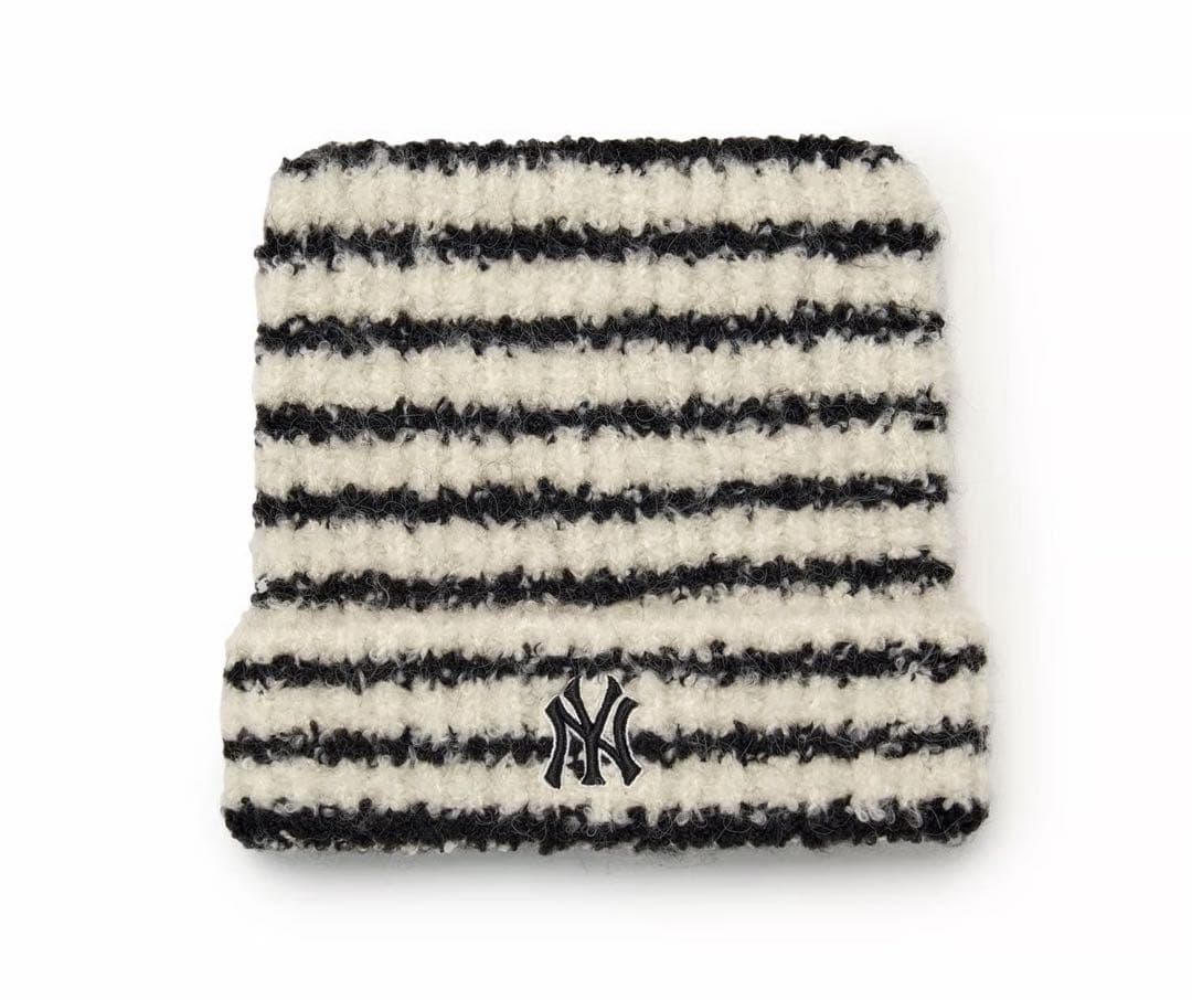 MLB ビーニー ボーダー karina着用 猫耳 ニット帽 韓国 カリナ