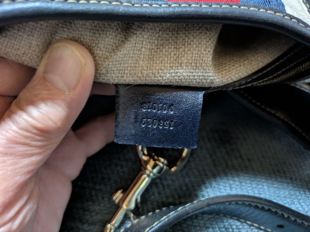 グッチ ネイビー レザー ショルダーバッグ ヴィンテージ (未使用)