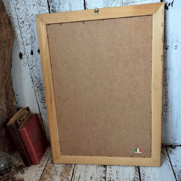 イタリア ヴィンテージ 大判 無垢 木枠 額装 アート パネル 大型 特大 美術