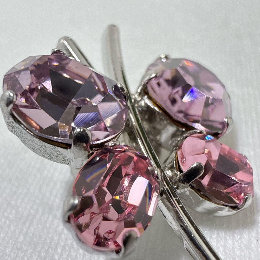 クリスチャンディオール シルバー＆ピンクカラー 蝶々 バタフライ ピンブローチ