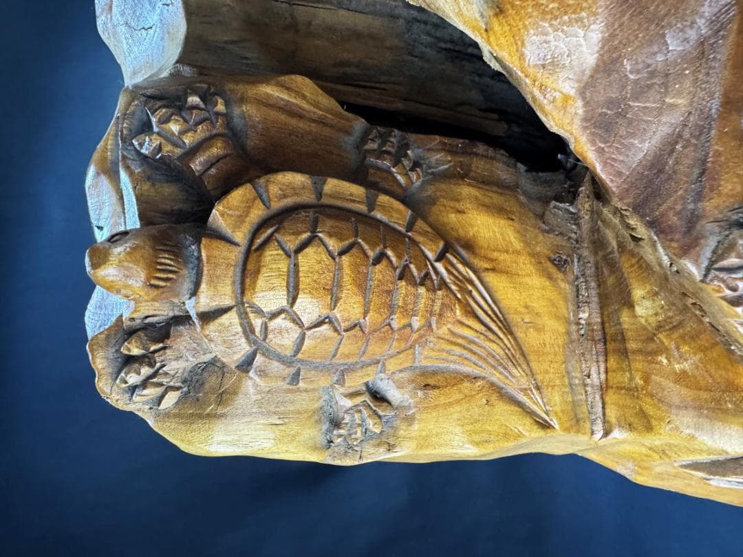 古美術 一本彫り 福亀木彫り置物 手彫り 骨董 古玩 旧蔵 古賞物WWWT029