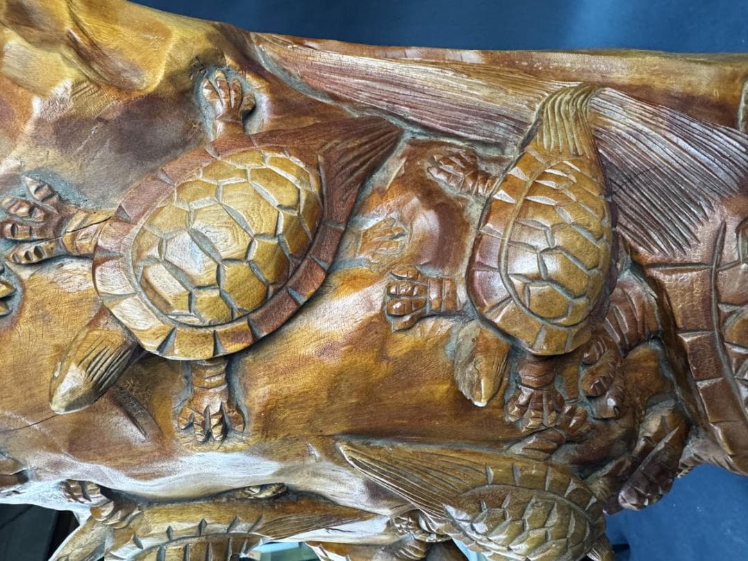 古美術 一本彫り 福亀木彫り置物 手彫り 骨董 古玩 旧蔵 古賞物WWWT029