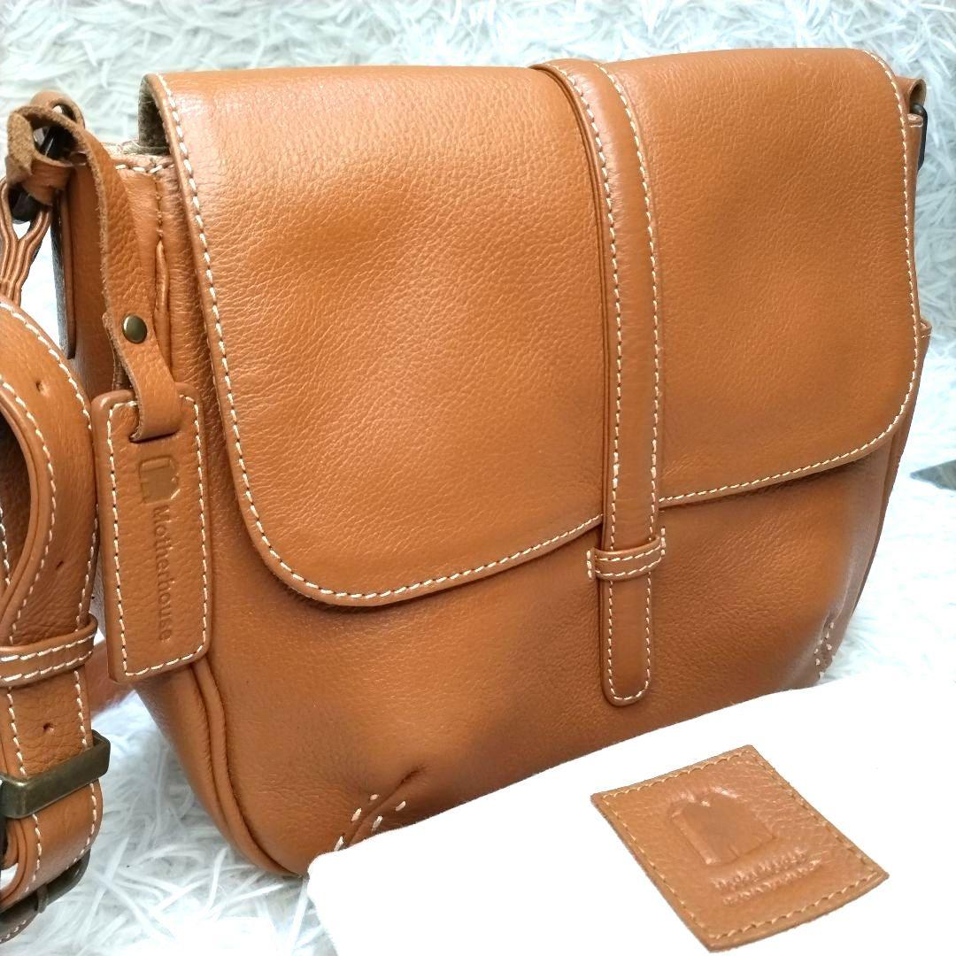 極美品　MOTHERHOUSE　マザーハウス　レザー　ショルダーバッグ　ステッチ