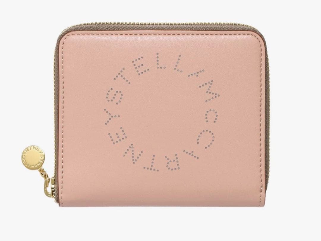 【美品】ステラマッカートニー★ラウンドファスナー二つ折り財布 ピンクベージュ