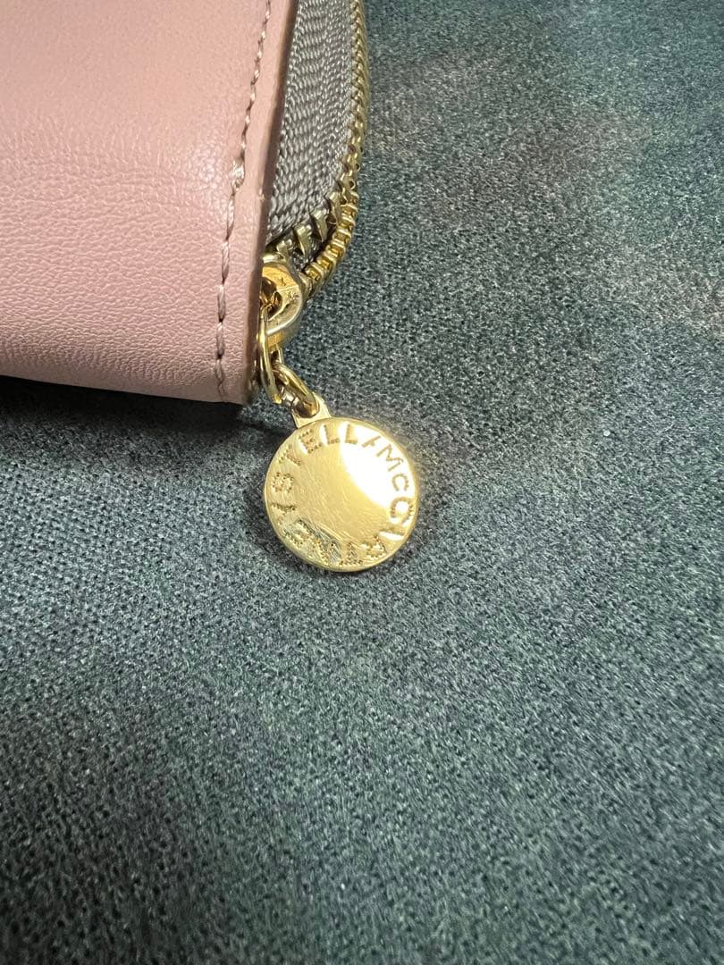 【美品】ステラマッカートニー★ラウンドファスナー二つ折り財布 ピンクベージュ