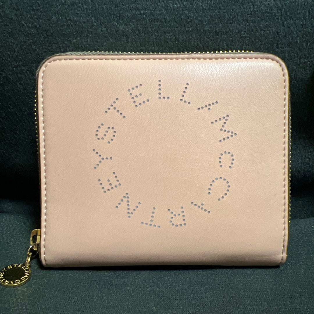 【美品】ステラマッカートニー★ラウンドファスナー二つ折り財布 ピンクベージュ