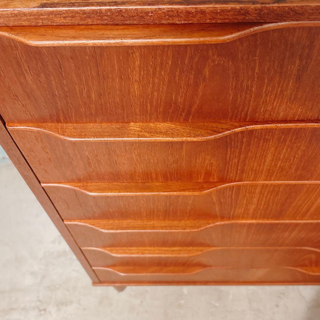 デンマーク　チーク材　六段チェスト　北欧家具　北欧ビンテージ