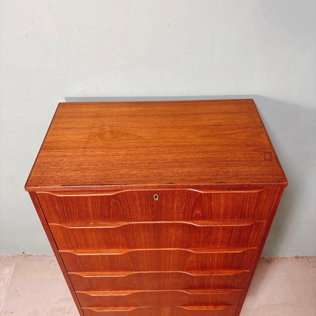 デンマーク　チーク材　六段チェスト　北欧家具　北欧ビンテージ