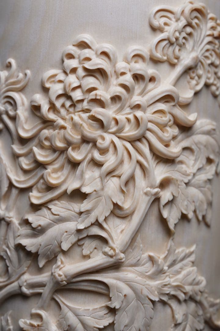 天然マンモス牙美しい手作り彫刻 金鶏報喜·一挙で有名になった 筆筒