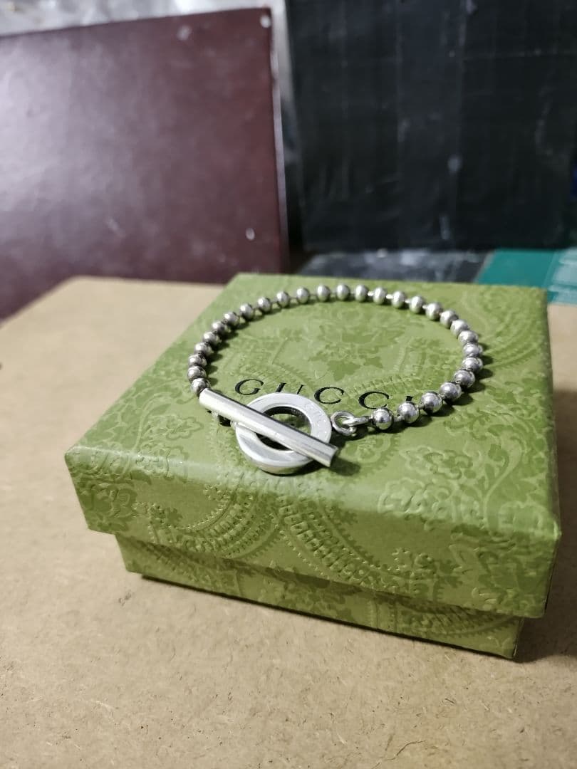 GUCCIグッチ シルバー925ボールチェーンブレスレット 高級感ありイタリア製