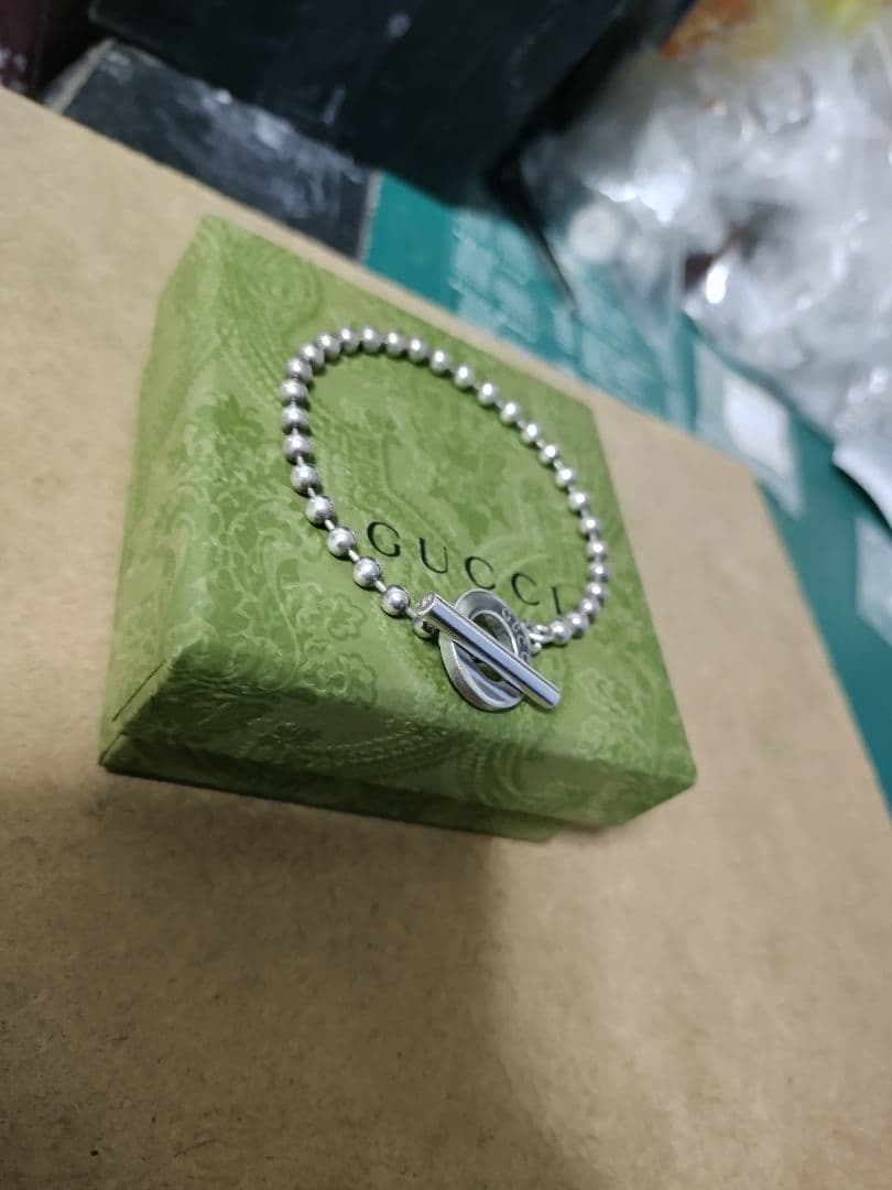 GUCCIグッチ シルバー925ボールチェーンブレスレット 高級感ありイタリア製