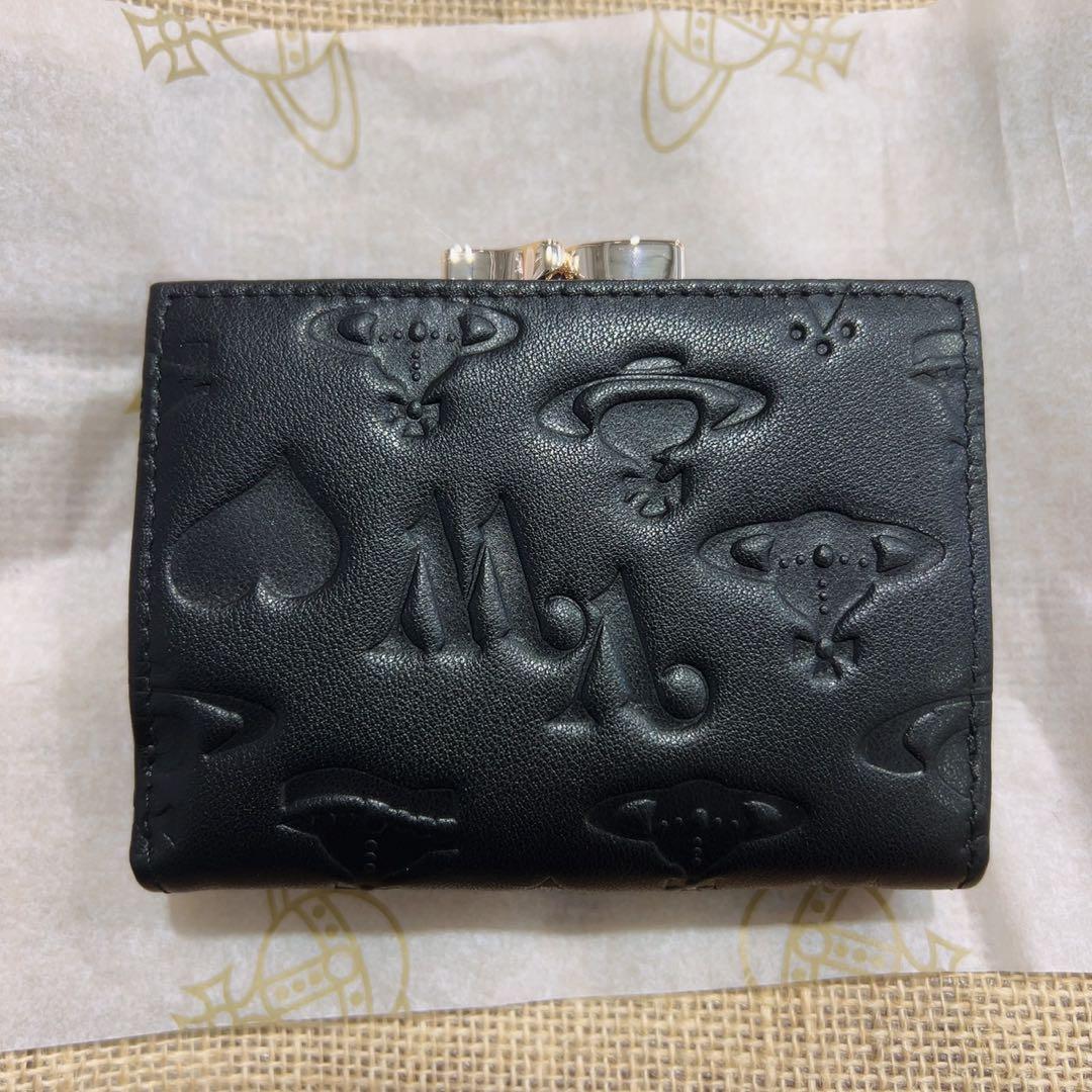 Vivienne Westwood ブラックレザー三つ折り財布