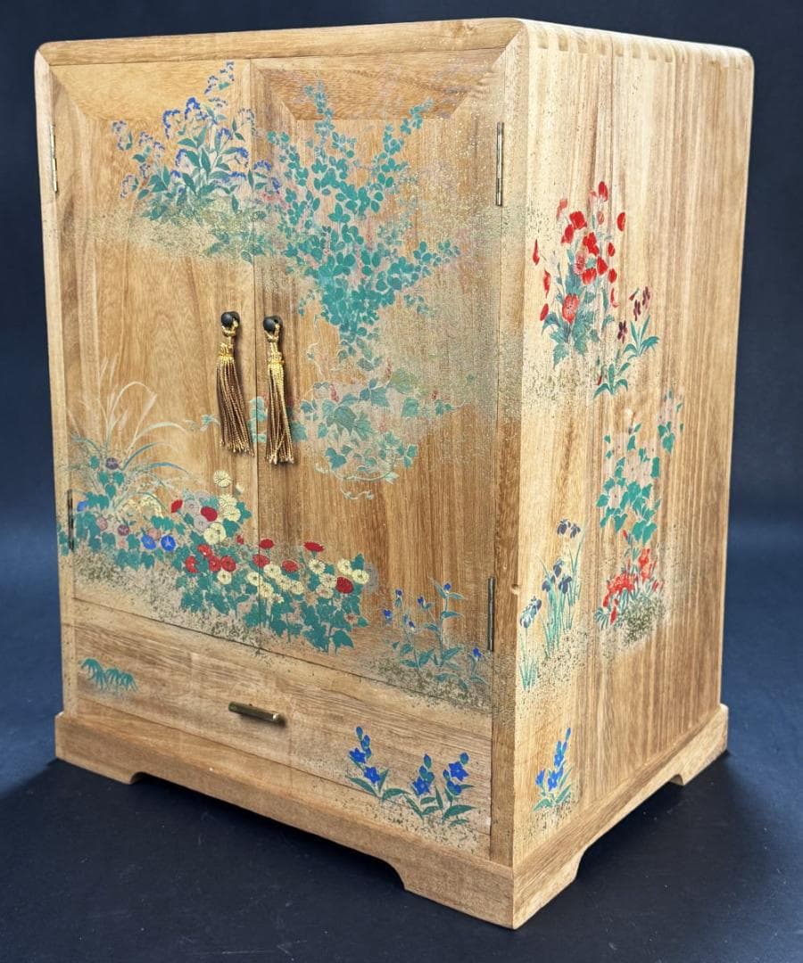 色絵本棚 入手困難 骨董 コレクション 置物 (旧家蔵出し)WWWT009