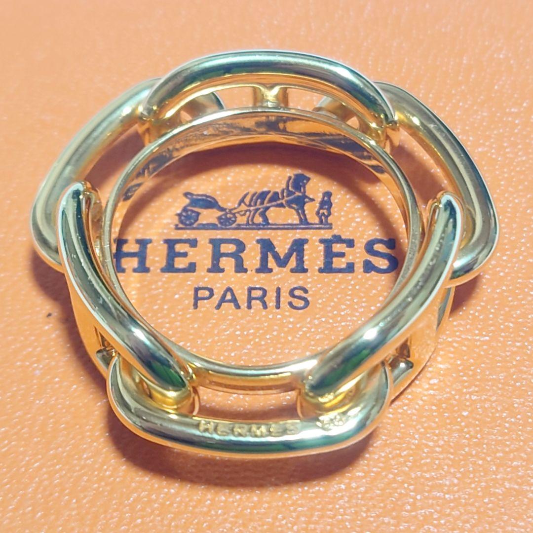 未使用に近い エルメス リング シェーヌダンクル スカーフリング 21号 ケース