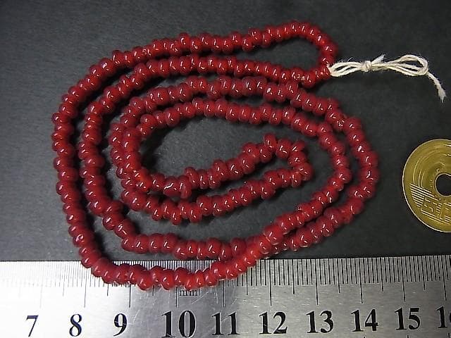 1680★B1608★暗赤色　4.5㎜　暗赤　ガラスビーズ　アンティーク　アジア
