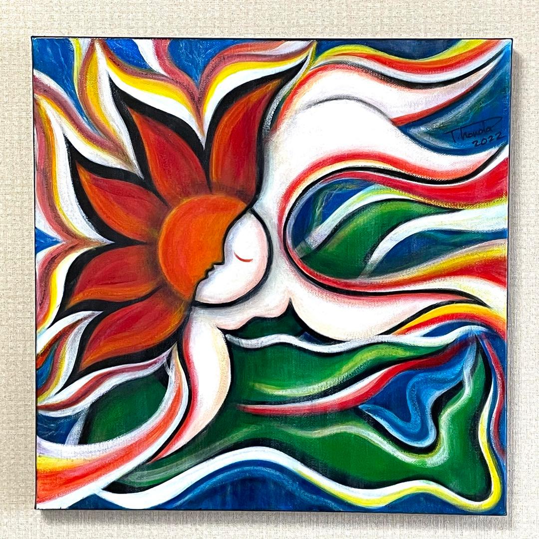 【kiss】　アクリル画　手書きの原画　ご自宅、お店に　現代アート