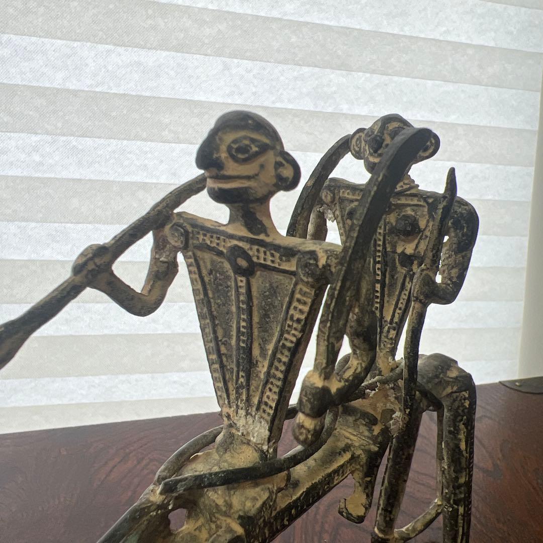 アフリカ工芸品　『馬と戦士たち』　アンティーク　1900年代初頭　干支