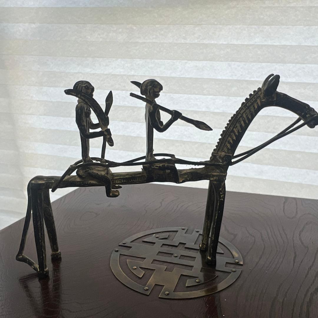 アフリカ工芸品　『馬と戦士たち』　アンティーク　1900年代初頭　干支