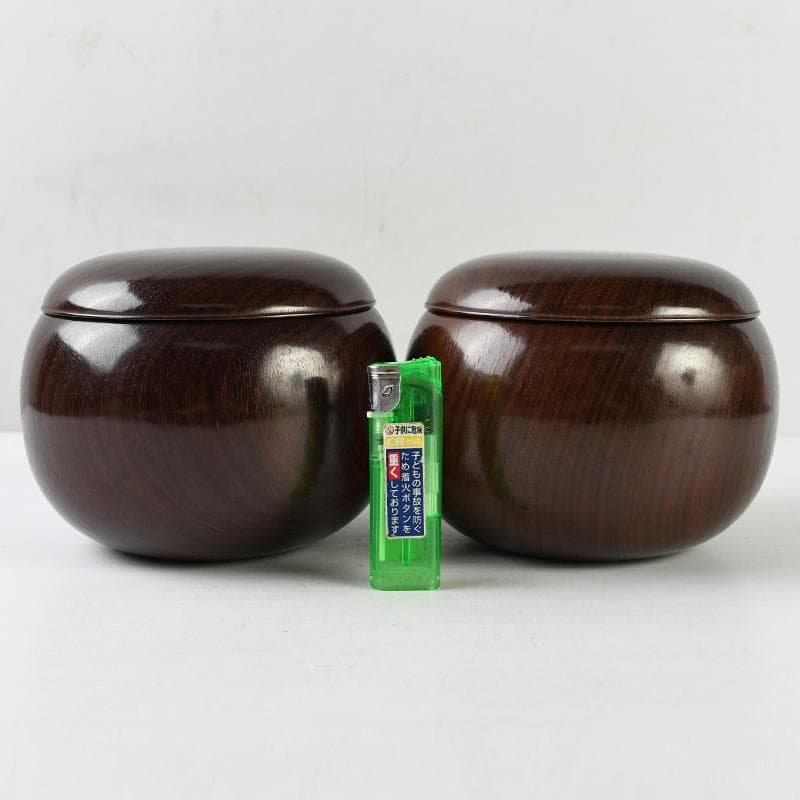 囲碁　碁石　本蛤碁石　那智黒碁石　碁笥　一套　時代箱付　H　R9082