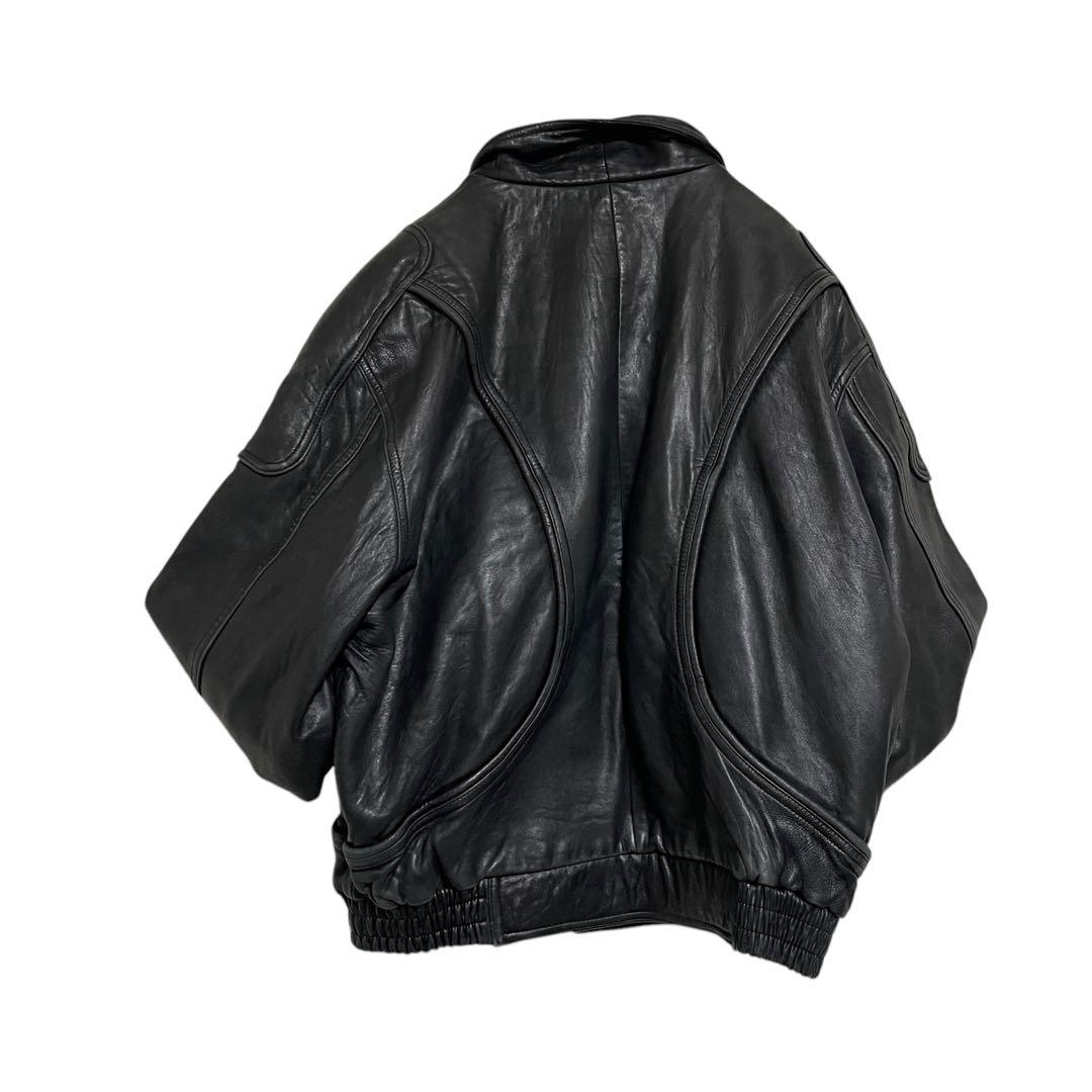 超大きいサイズ【SEIKO】羊革 ラムレザーシングルライダースジャケット 黒4L
