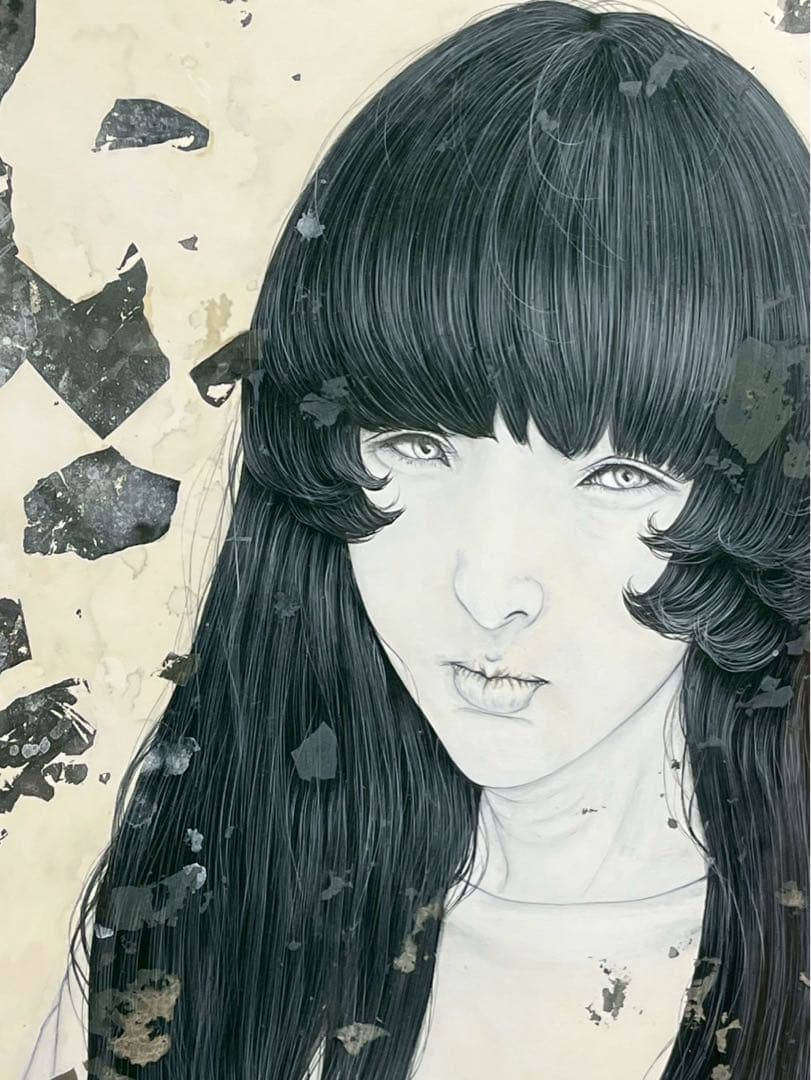 川島優「EROSION」2024年 岩絵具 真作 額装付き 美少女 現代アート